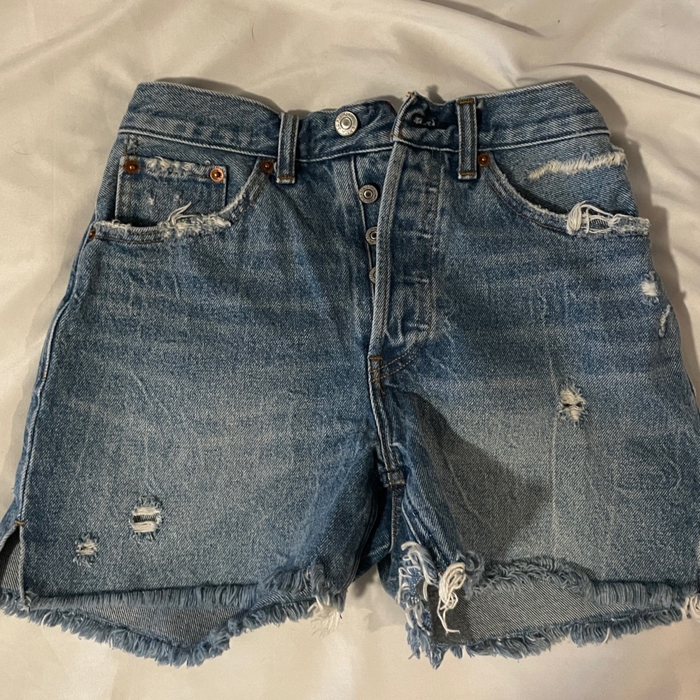 Abercrombie distressed high rise LOL shorts